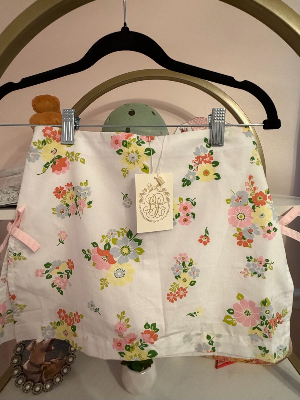 Floral Cotton Mini Skirt in White with Pastel Blooms